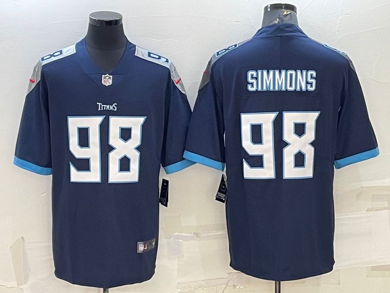 Men Tennessee Titans 98 Simmons Blue 2022 Vapor Untouchable Limited Player Nike NFL Jersey